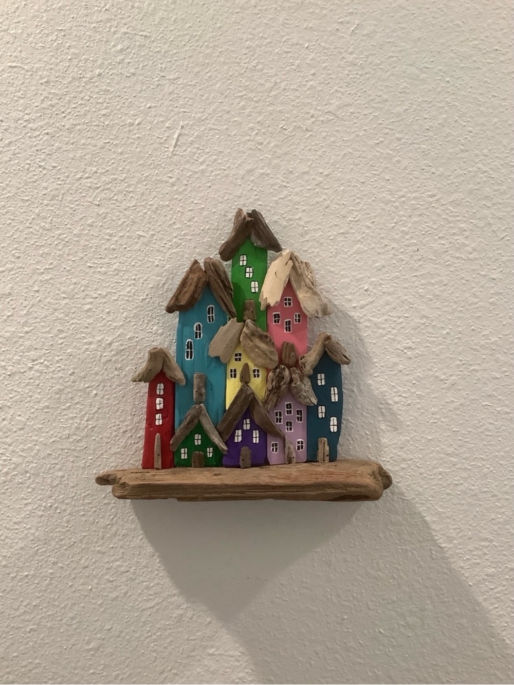 Driftwood Art, Driftwood Painted Houses ,  Driftwood Coastal Art